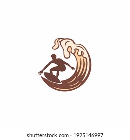 Surfing Logo Design. Surfer And Wave. Vector Illustration.