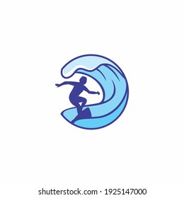 Surfing Logo Design. Surfer And Wave. Vector Illustration.