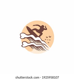 Surfing Logo Design. Surfer And Wave. Vector Illustration.