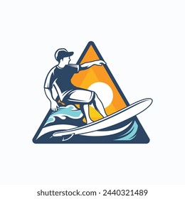Surfing Logo emblem. Surfing Club Logo Design Inspiration Vector Template