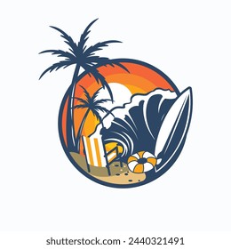 Surfing Logo emblem. Surfing Club Logo Design Inspiration Vector Template