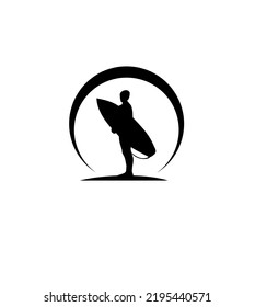 Surfing logo. Emblem, label, icon for surf club or to print for t-shirt. Vector template in flat style.