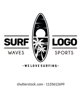 Surfing logo and emblems for Surf Club or shop Logo Design Inspiration Vector 