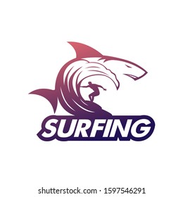 Surfing logo and emblems for Surf Club or shop Logo Design Inspiration Vector