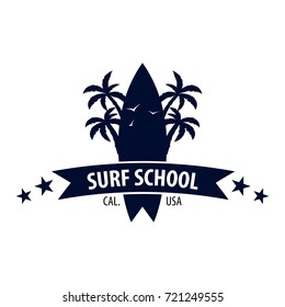 Surfing Logo And Emblems For Surf Club Or Shop. Vector Illustration