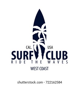 Surfing Logo And Emblems For Surf Club Or Shop. Vector Illustration