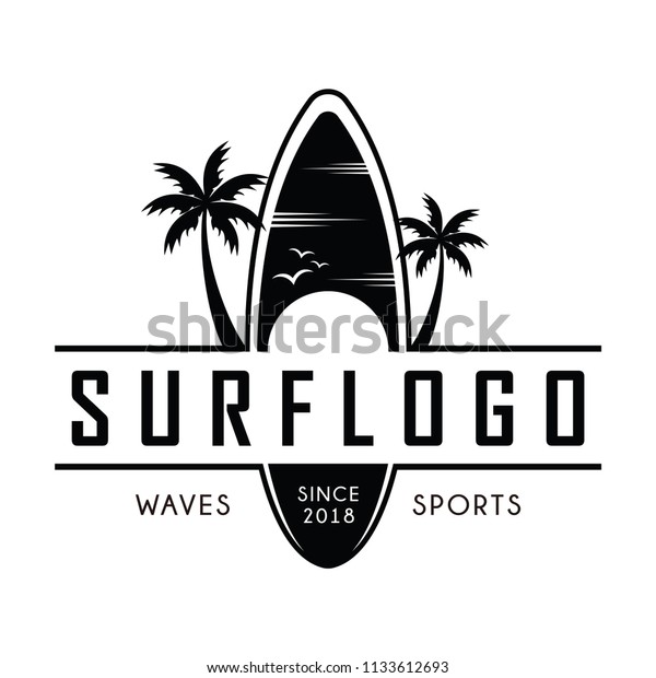 Surfing Logo Emblems Surf Club Shop Stock Vector (Royalty Free) 1133612693