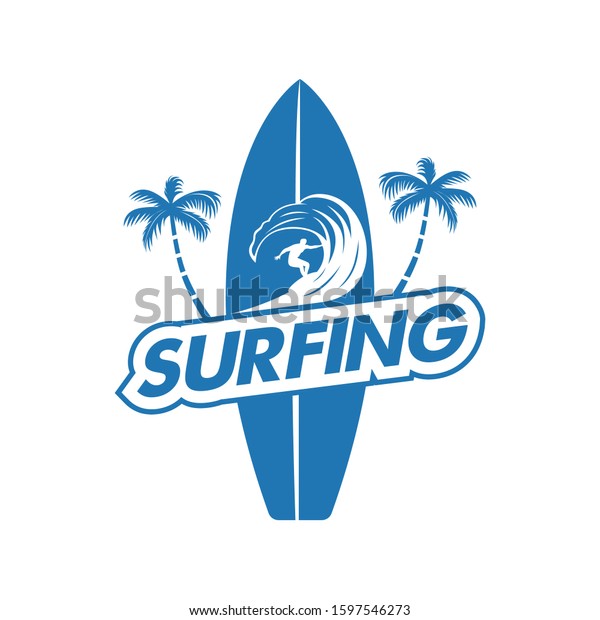 Surfing logo and emblems for Surf Club or shop\
Logo Design Inspiration\
Vector