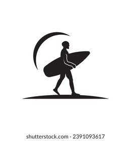 Surfing logo icon design vector illustration.