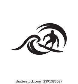 Surfing logo icon design vector illustration.
