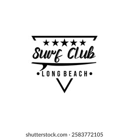 Surfing Logo Icon. Surfboard Vintage Logo Template. Art design for prints, t-shirt prints, posters, covers and advertisements