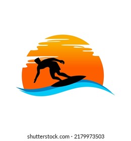 Surfing logo icon vector template