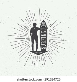 Surfing logo, label or badge. Vector illustration
