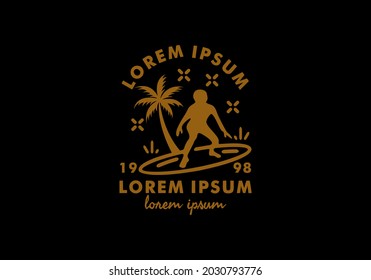 Surfing logo line art with lorem ipsum text design