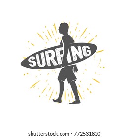 Surfing logo. Ride the wave. Surf rider. 