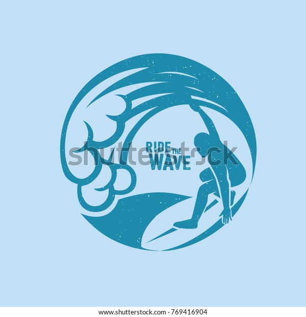 Surfing Logo Ride Wave Surf Rider Stock Vector Royalty Free