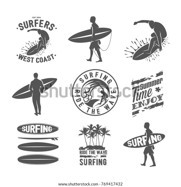 Surfing Logo Ride Wave Surf Rider Stock Vector Royalty Free