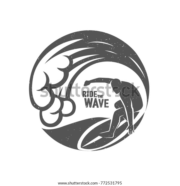 Surfing Logo Ride Wave Surf Rider Stock Vector Royalty Free