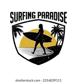 Surfing Logo. Surfing Silhouette Illustration Design inspiration