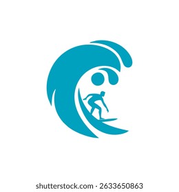 surfing logo simple vector design template