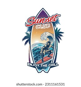 Surfing logo. Summer Surfing Illustration design vector