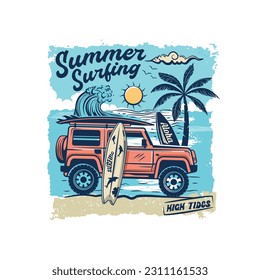 Surfing logo. Summer Surfing Illustration design vector