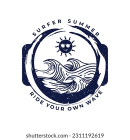 Surfing logo. Summer Surfing Illustration design vector