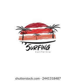 Logo de Surfing. Vector de diseño de ilustración de surf