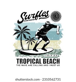 Surfing logo. Summer Surfing Illustration vintage design vector