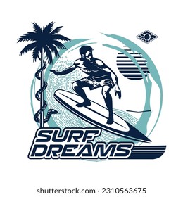 Surfing logo. Summer Surfing Illustration vintage design vector