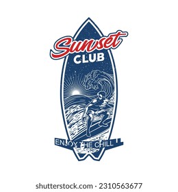 Surfing logo. Summer Surfing Illustration vintage design vector