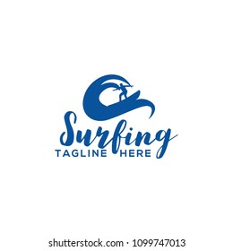 Surfing logo template
