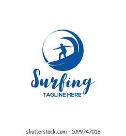 Surfing logo template