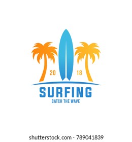 Surfing logo template