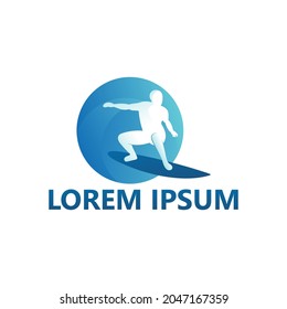 Surfing logo template design vector