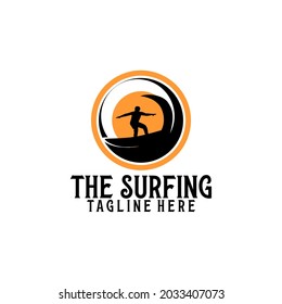 Surfing logo template vector. Surfing logo concept vector