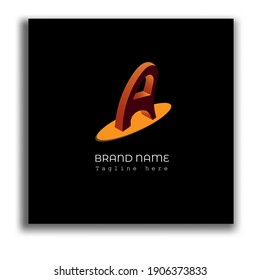 surfing logo using a surfboard
