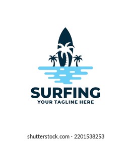 Surfing logo vector. Beach logo
