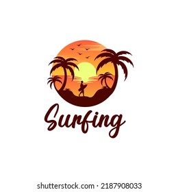 Surfing logo vector design template