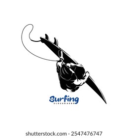 Diseño de la Ilustración vectorial del logotipo del surf. conveniente para los temas de los deportes acuáticos, las actividades de la playa, o el logotipo del surf.