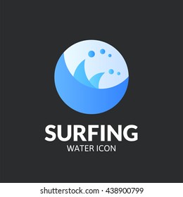 Surfing logo, vector template design water icon