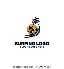 surfing logo vector template illustration
