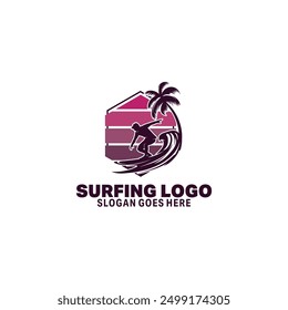 surfing logo vector template illustration