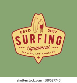 surfing logo. vintage outdoor activity emblem. vector illustration