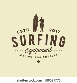 surfing logo. vintage outdoor activity emblem. vector illustration