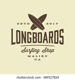 surfing logo. vintage outdoor activity emblem. vector illustration