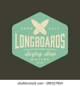 surfing logo. vintage outdoor activity emblem. vector illustration