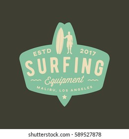 surfing logo. vintage outdoor activity emblem. vector illustration