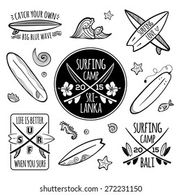 Surfing logos vector set