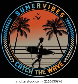 Surfing lover's t-shirt design vector file